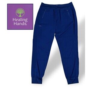 Healing Hands Purple Label Tara Scrub Pants Yoga Jogger Navy Blue Sz Large Tall